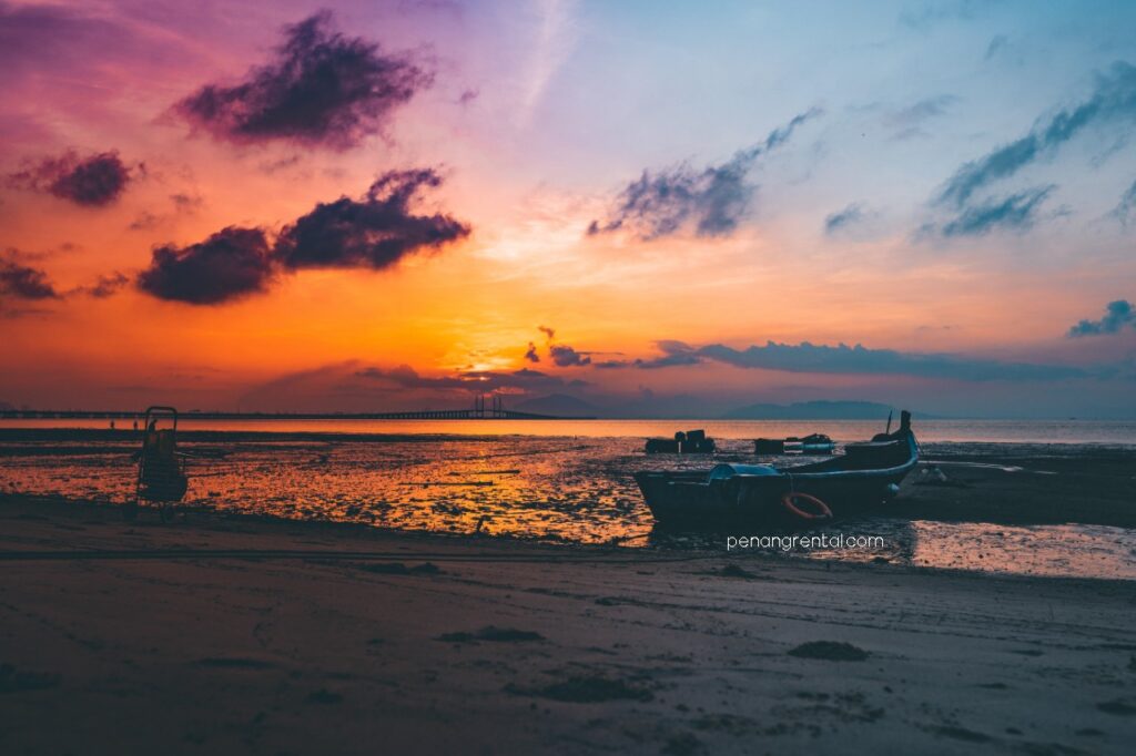 penang beach, penang batu feringghi, sunset at penang beach, rent van penang